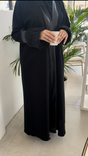Winter abaya with fur collar W3