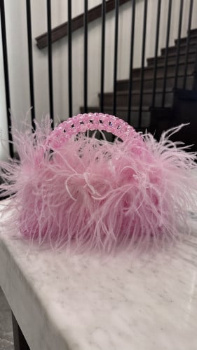 Crystal bag with feathers (Baby Pink)