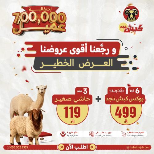 6 كيلو بوكس كبش نجد ثلاجة + 3 كيلو حاشي صغير