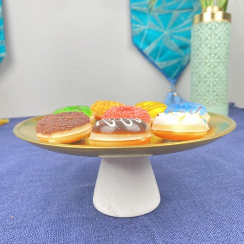 طقم صحن تقديم مدور ذهبي رخامي 3 قطع