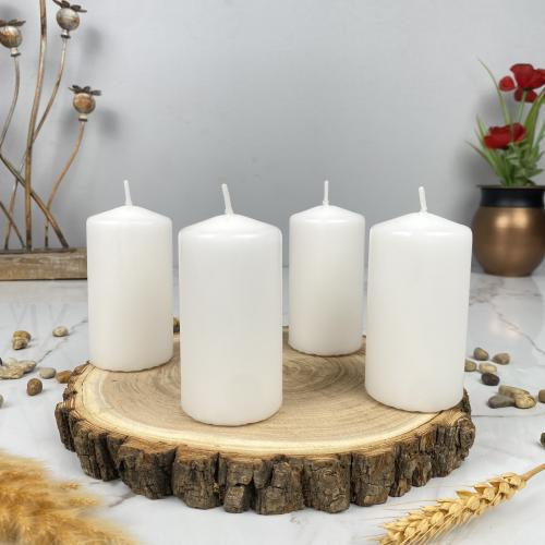 Long cylindrical candle set, 4 pieces