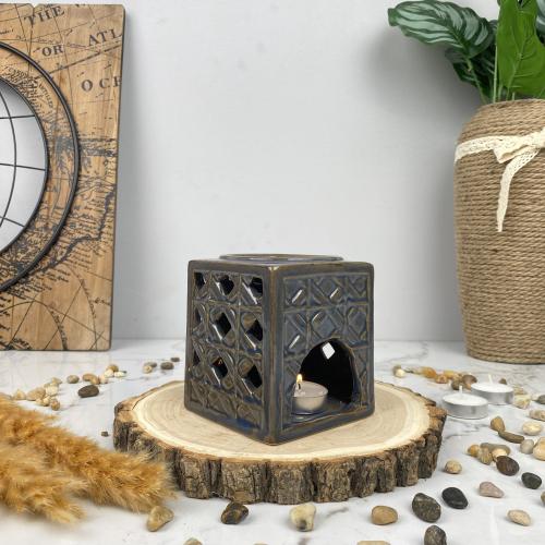 Square ceramic diffuser, navy blue