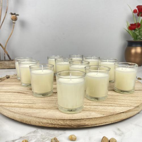 Glass cups with natural candle 12 pieces