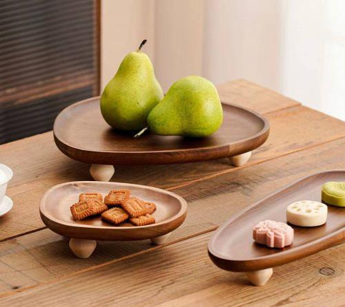 Wooden serving plate set 3 pieces