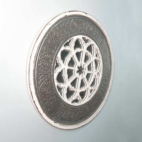 مراية دائرية خشب وصاج مفرغة