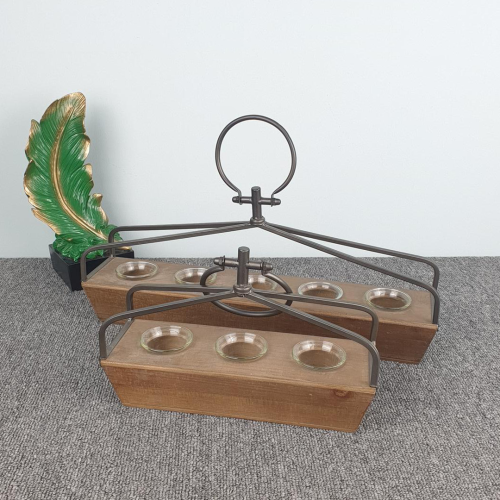 شمعدان شيالة حديد و خشب كاسات