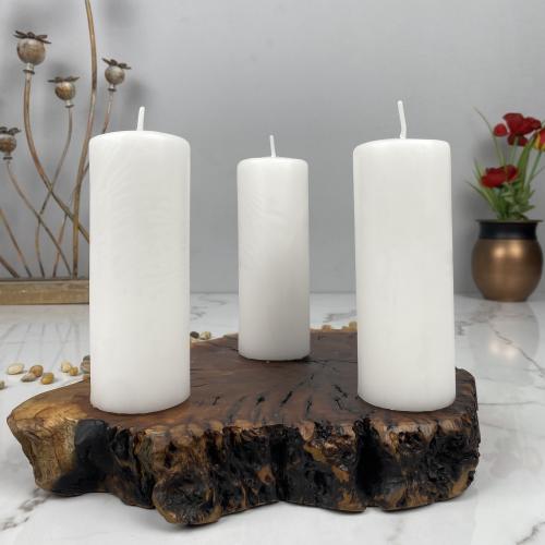 Long cylindrical candle set of 3 pieces