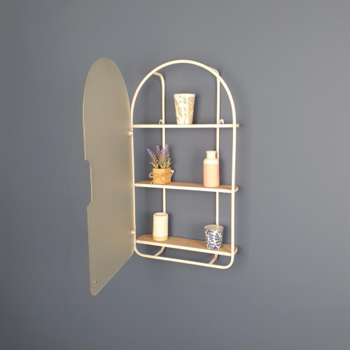 أرفف خشب + باب زجاج 3 دور