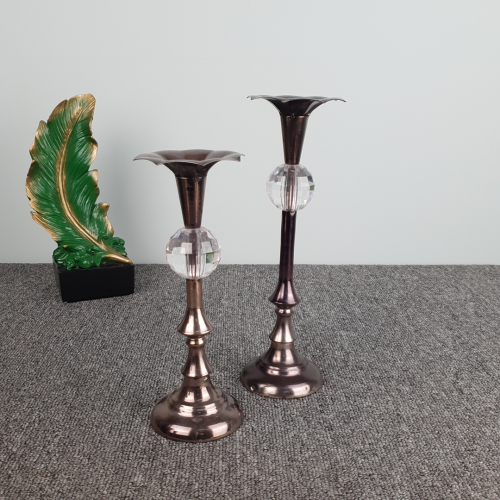 شمعدان حديد برونزي كريستالة