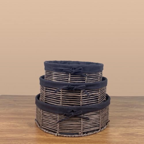 طقم علب تخزين 3 مقاسات مدور بني