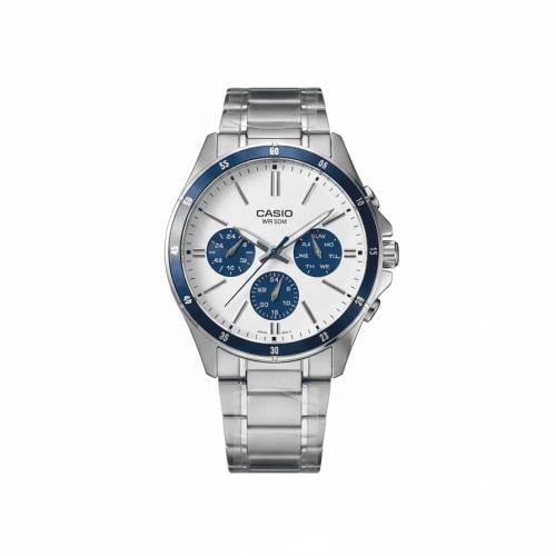 ساعة كاسيو أبيض وأرزق | MTP-1374D-7A2VDF