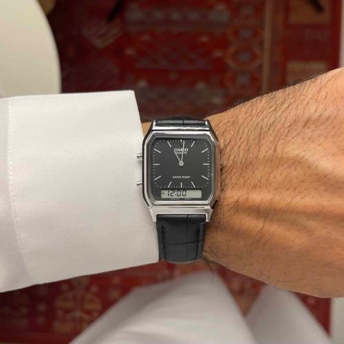 ساعة كاسيو جلد+ ستالنس ستيل | AQ-230A