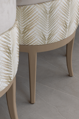 كرسي طاولة طعام من الجلد وقماش الكتان