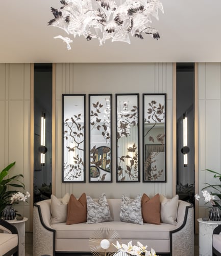 4 قطع مرايا مرسومة بزهور