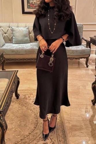 فستان بني محروق ناعم للعيد