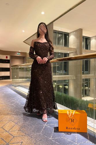 فستان بني راقي