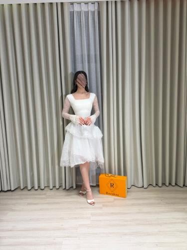 فستان ابيض تنتيل