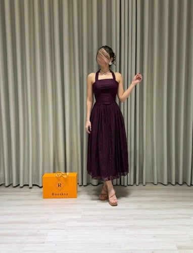 فستان تنتيل عنابي