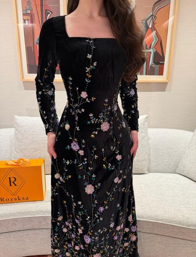فستان سهره اسود مخمل مورد