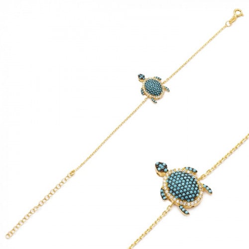 سوار على شكل السلحفاة مزين بحبات الزيركون الملونة...