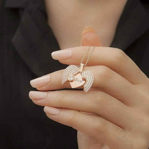 سلسال القلب من الفضة المطلية ذهب مرصع بفصوص سوارفي...