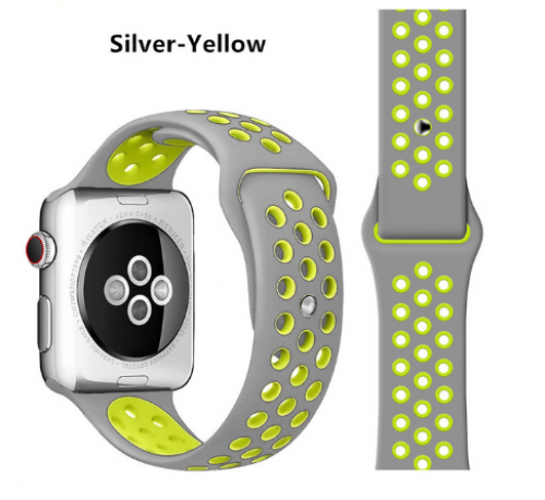 سوار رياضي فضي ساعة ابل Silver Yellow Sport Band