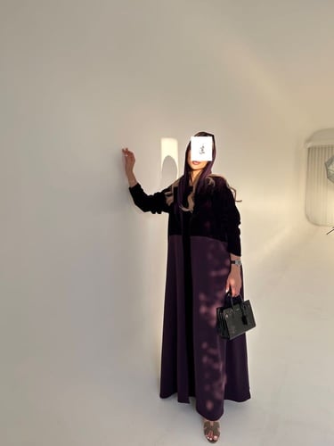 Q219 " عباية + فستان " القماش الجديد موضح بالصور "