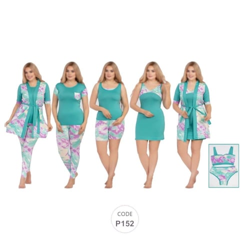 طقم بيجامة نسائي 9 قطع ( نسمات الورد ) كود P152