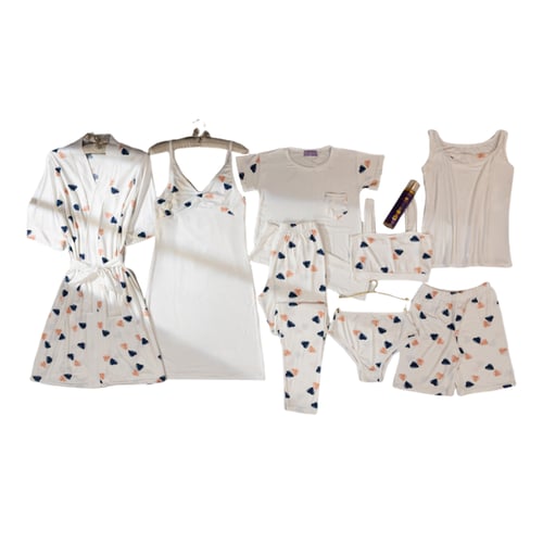 طقم بيجامة نسائي 9 قطع ( سحر القلوب ) كود P156