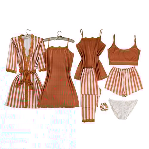 طقم بيجامة نسائي 9 قطع ( لمسه ) كود P184