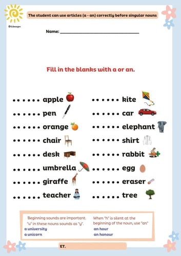 مهارات قواعد انجليزية مع اوراق عمل