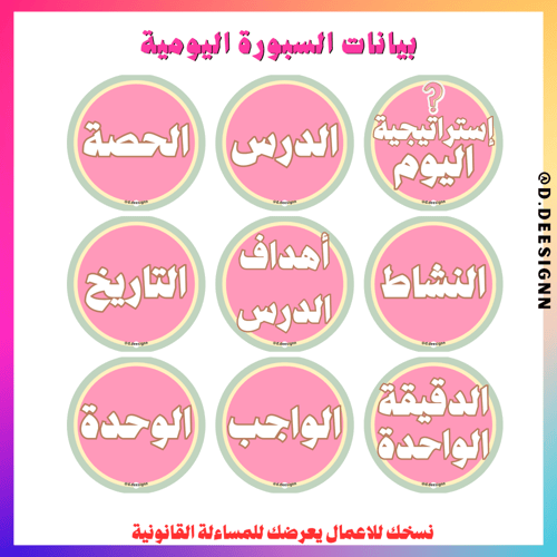 بيانات السبورة اليومية