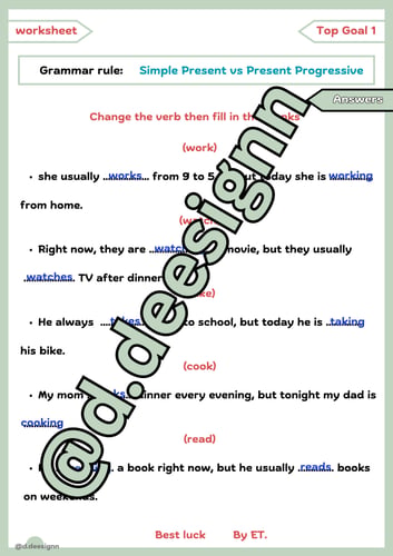 simple present vs present progressive