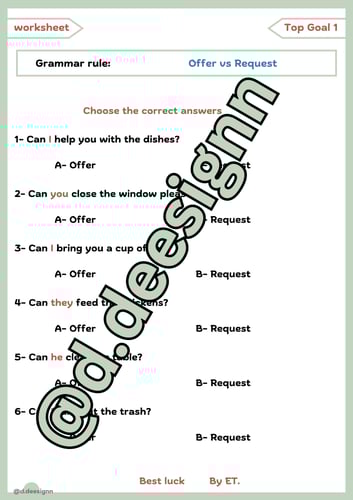 ورقة عمل لقاعدة : offer vs request
