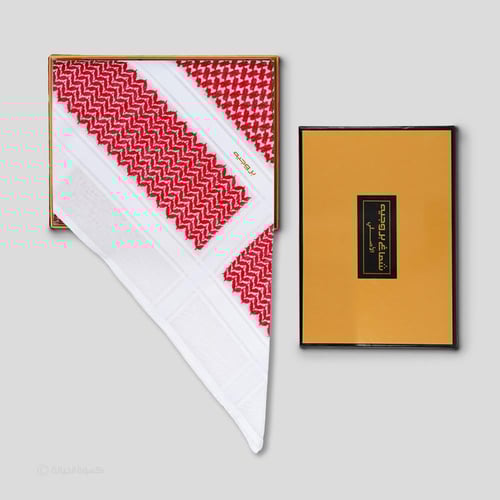 شماغ بروجيه أحمر غامق خطوط بيضاء