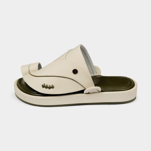 حذاء شرقي مدرع رجالي جلد الماني فاخر بيج زيتي مطفي...