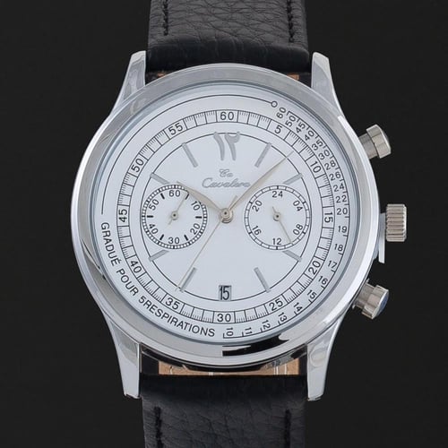 ساعة رجاليه جلد باللون اسود فضي CL20BS