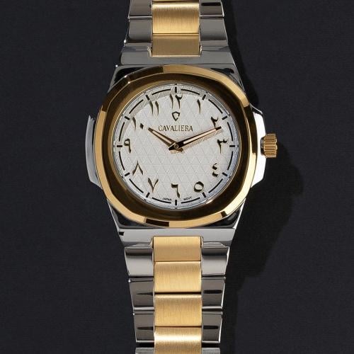 ساعة رجالية فضي ذهبي من ماركة كافاليرا CL34GW