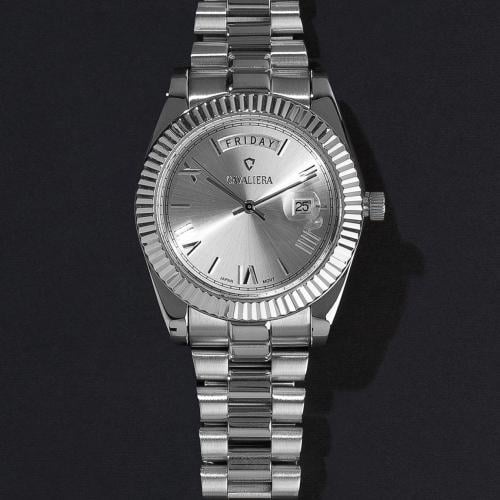 ساعة اليد للرجال فضي كافاليرا CL47SS