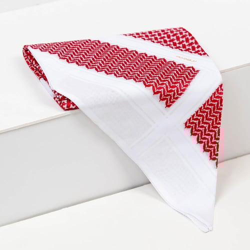 شماغ بروجيه أحمر غامق خطوط بيضاء