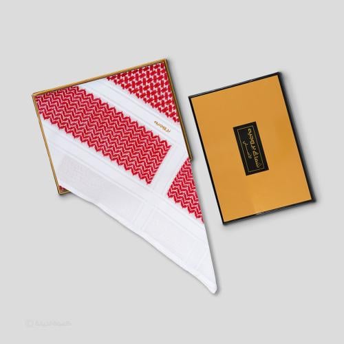 شماغ بروجيه أحمر غامق خطوط بيضاء