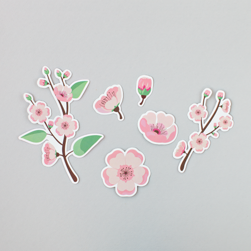 ملصقات وردة و اغصان الساكورا