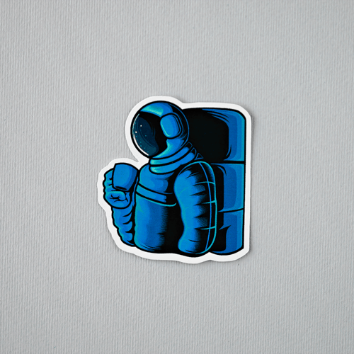 ملصق رائد فضاء يشرب قهوة