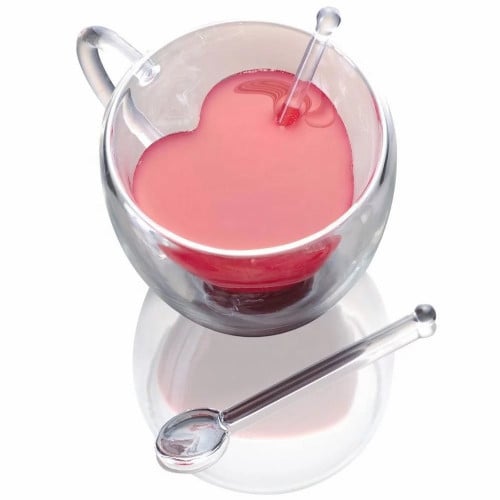 دبل كوب زجاجي بتصميم قلب