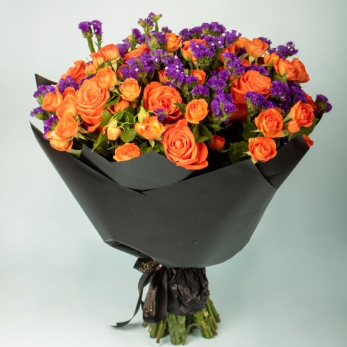 بوكية مكس من الجوري والبيبي روز اللون البرتقالي مع...