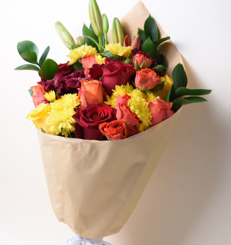 بوكية خريفي مكس من البرتقالي والاحمر والاصفر