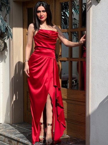 فستان سهرة ساتان حرير رقم 2