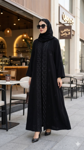 عباية سوداء انيقه مطرزه بالخيوط