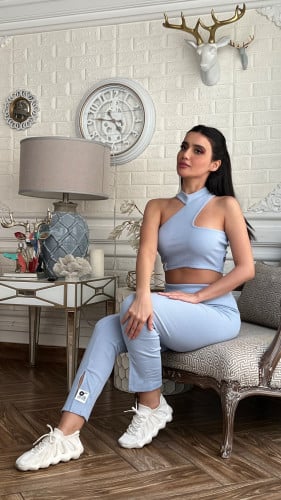 ترينق سماوي فاتح رياضي بنطلون سكيني مفتوح من أسفل...