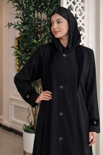 عباية سوداء خامه ماتتعرفط مزينه بالمخمل الاسود من...